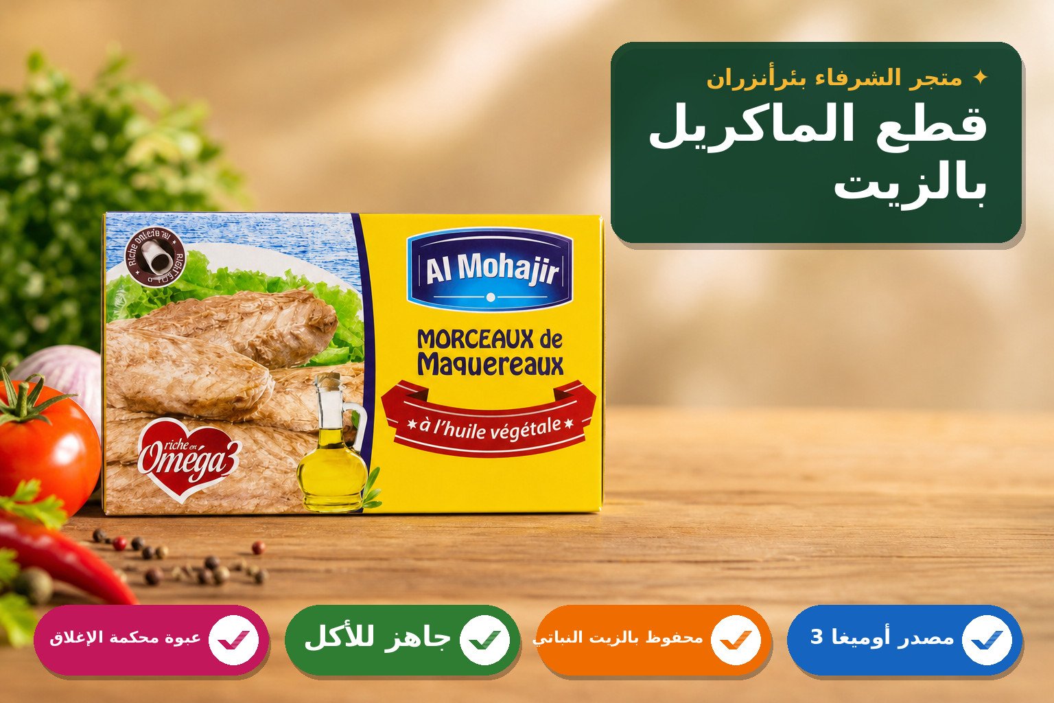 قطع الماكريل بالزيت النباتي
