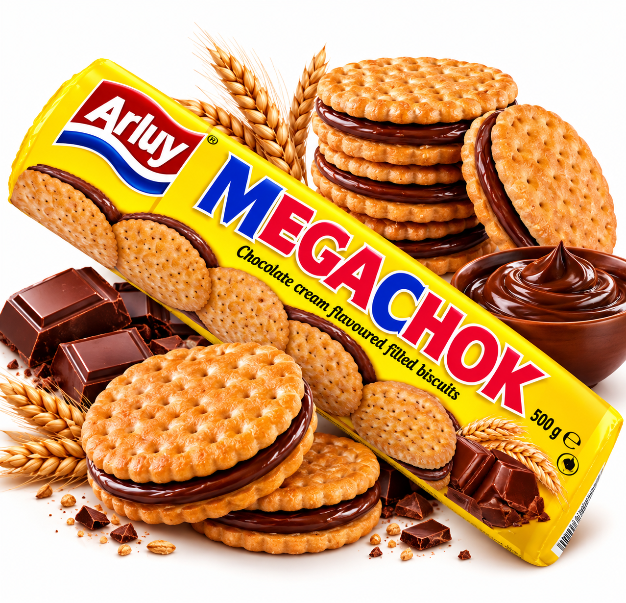 بسكويت Arluy Megachok بكريمة الشوكولاتة – 500غ