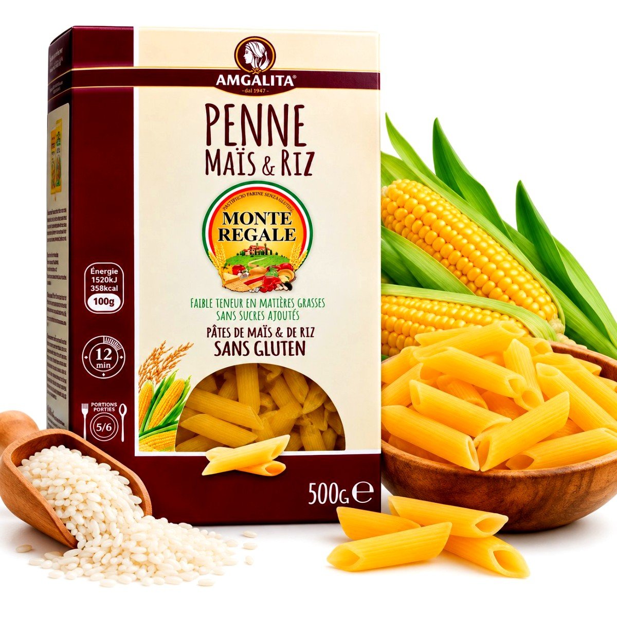 Penne Maïs & Riz Monte Regale 500g – معكرونة الذرة والأرز بدون غلوتين
