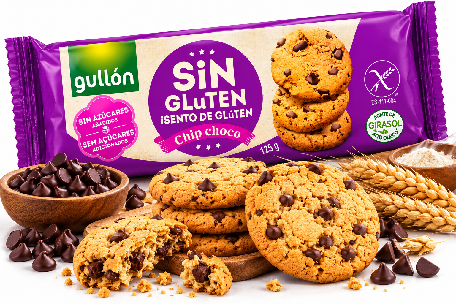 بسكويت Gullón Chip Choco بدون غلوتين وبدون سكريات مضافة – 125غ