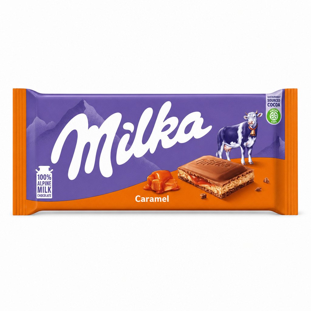 شيكولاتة ميلكا بالحلوى المكرملة