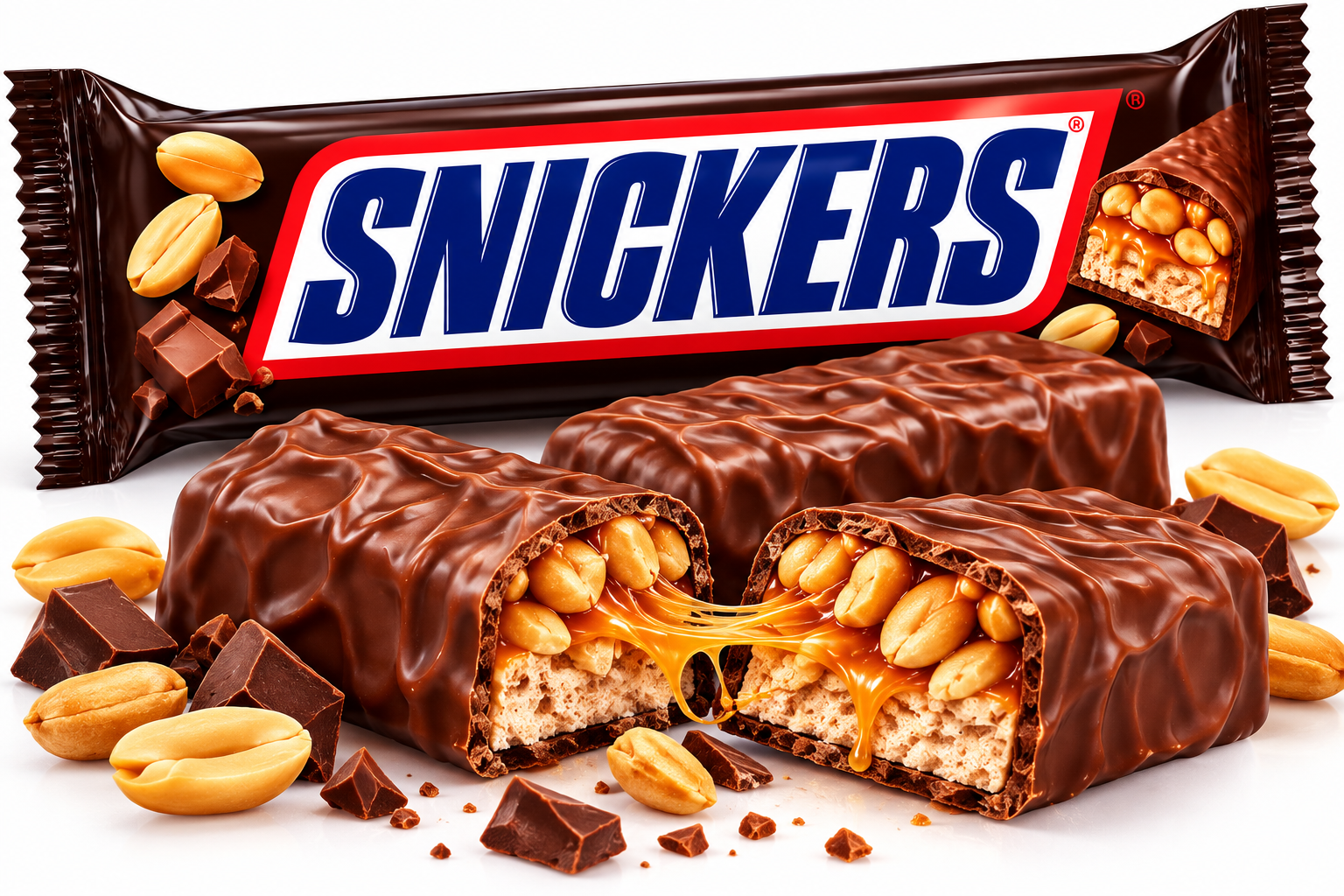 Snickers شوكولاتة بالحليب مع الكراميل والفول السوداني – لوح لذيذ