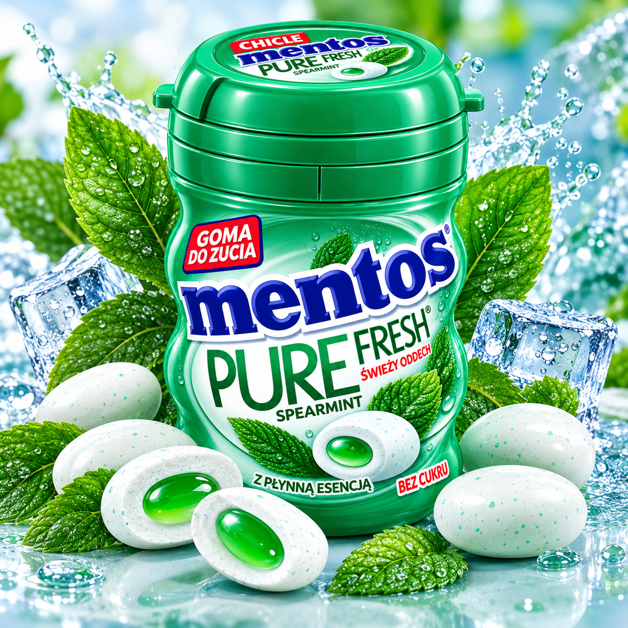 Mentos Pure Fresh Spearmint – علكة بالنعناع المنعش بدون سكر