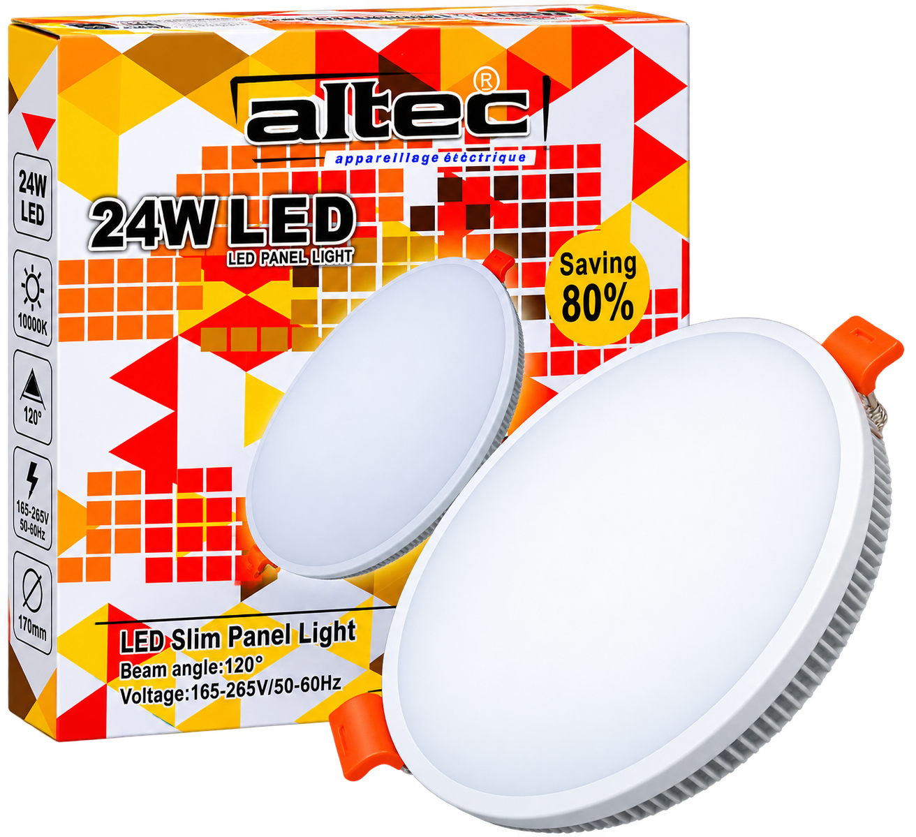 مصباح LED بانل دائري Altec 24W – إضاءة قوية وتصميم نحيف