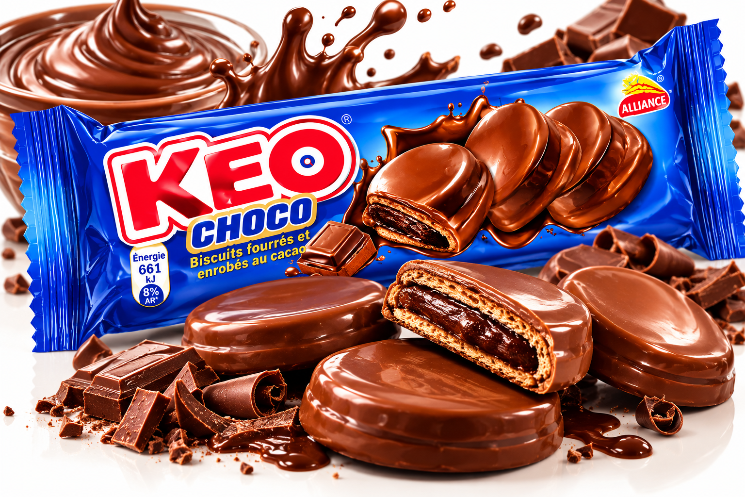 KEO Choco – بسكويت محشو بالشوكولاتة ومغطى بالكاكاو