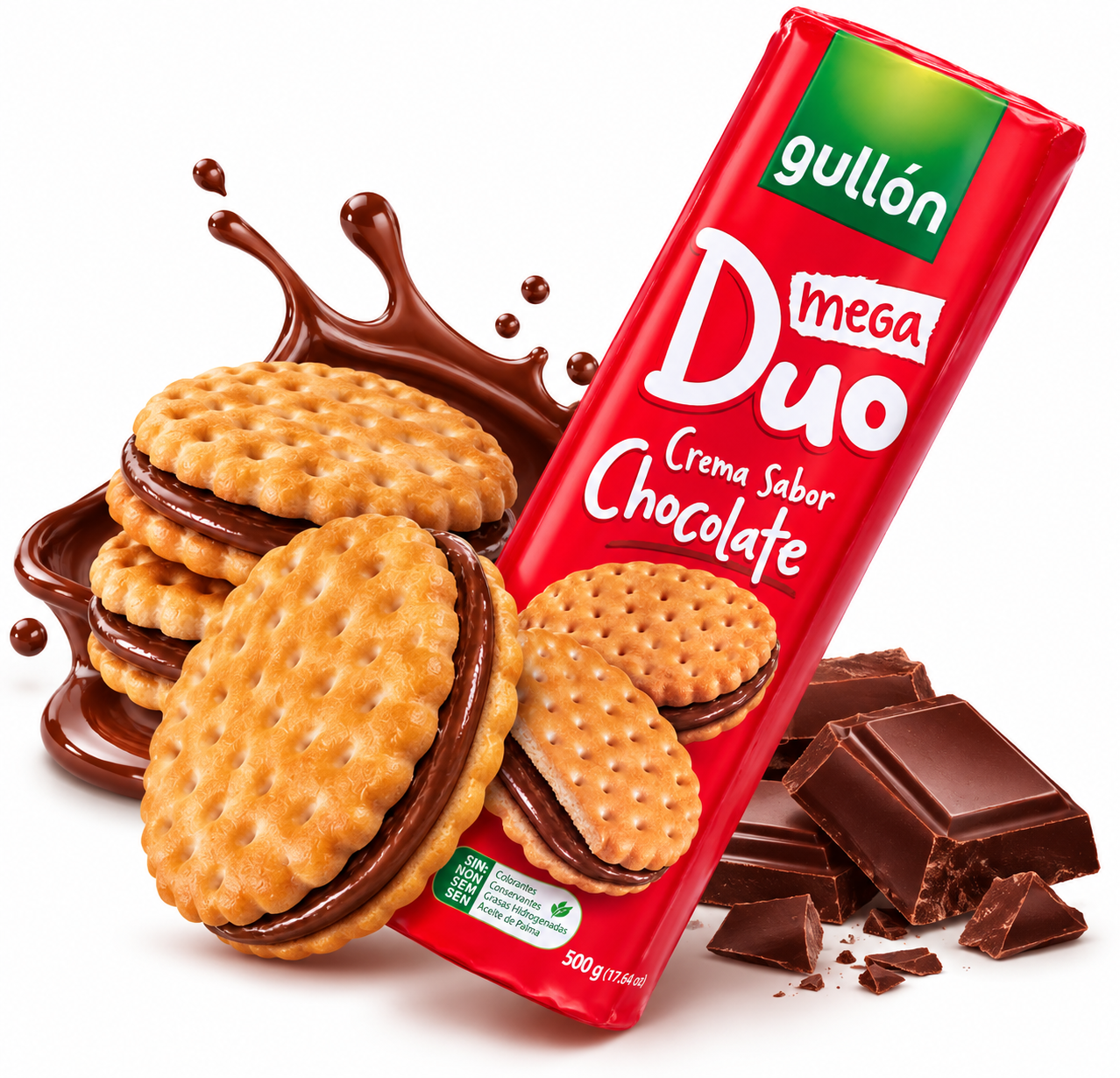 بسكويت Gullón Mega Duo بكريمة الشوكولاتة – 500غ