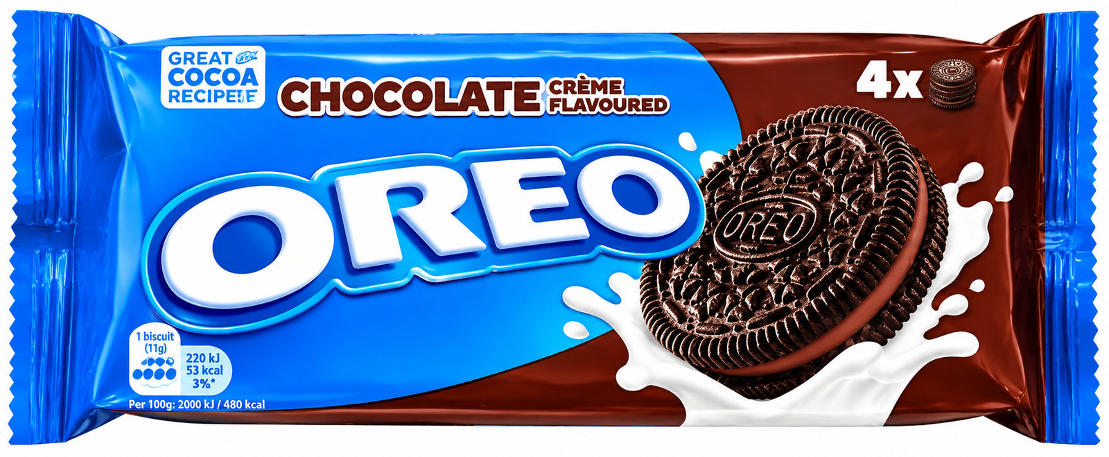 Oreo بالشوكولاتة والكريمة – بسكويت مقرمش بنكهة الشوكولاتة