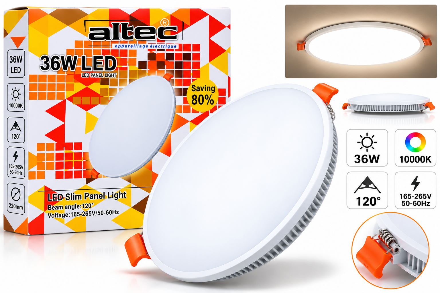 مصباح LED بانل دائري Altec 36W – إضاءة قوية وعصري