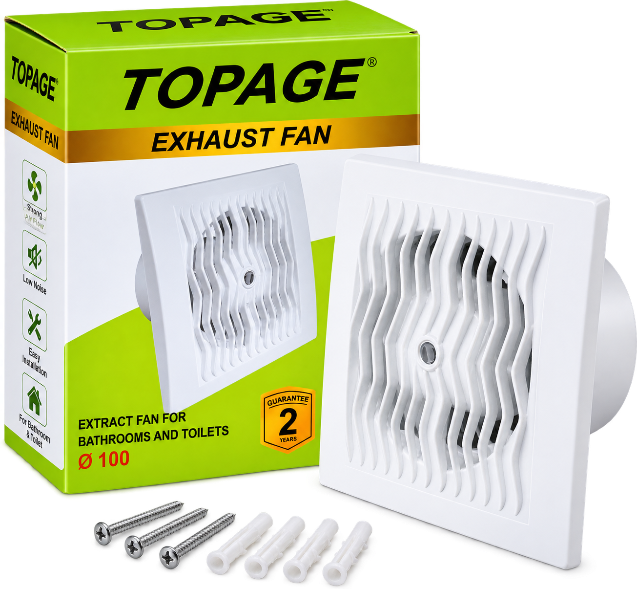 مروحة شفط TOPAGE 100 مم للحمام ودورات المياه